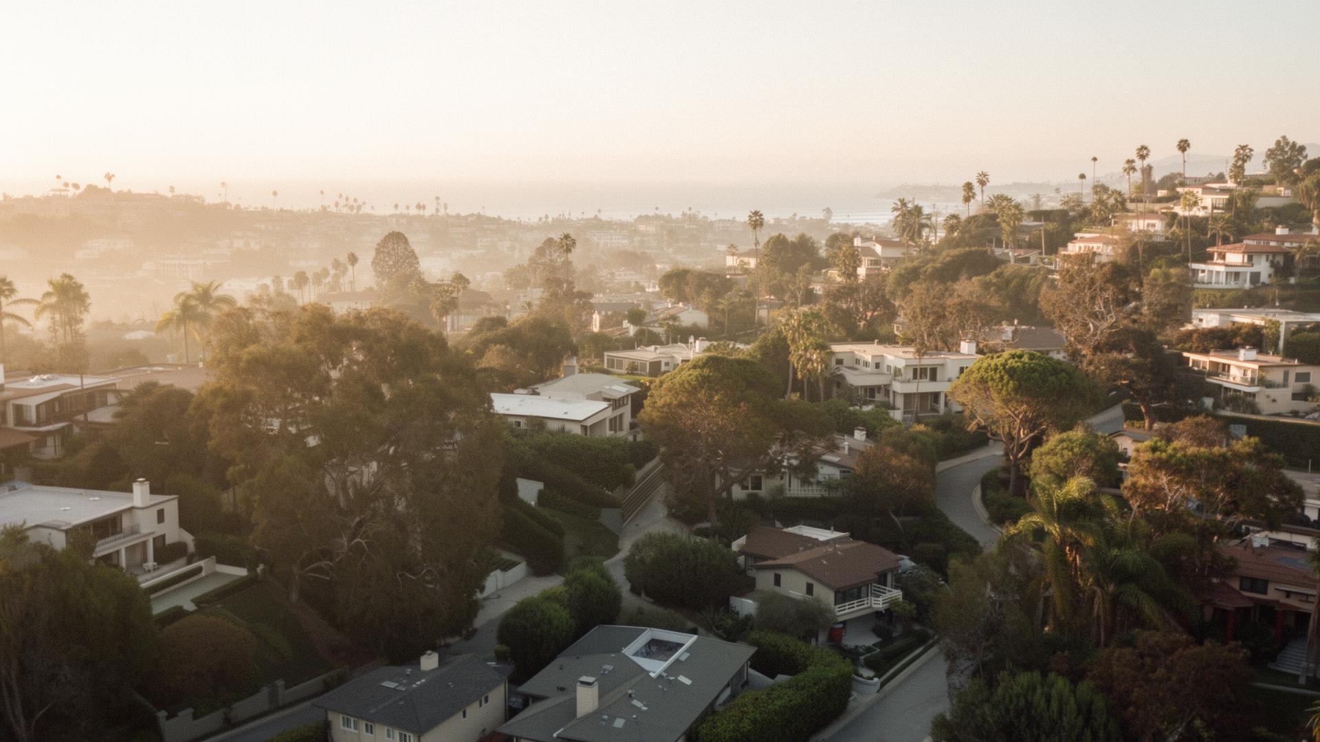 Pacific Palisades hillside at golden hour